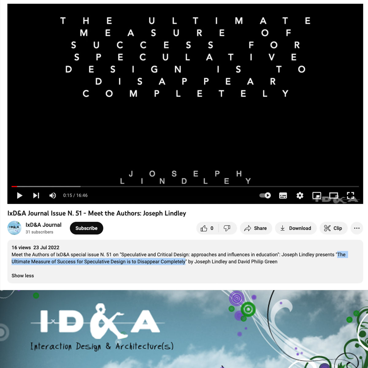 Interaction Design and Architectures Journal: 'Meet the Authors' Video